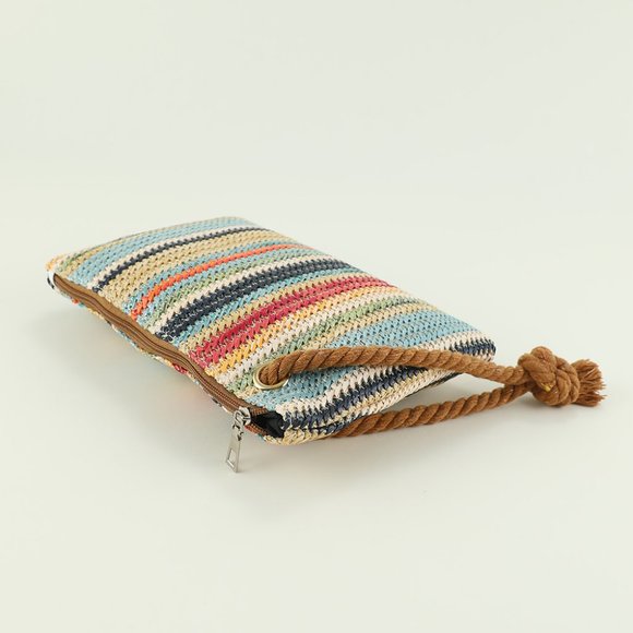 Multicolor Colorblock Tasseled Décor Straw Bag - Picture 3 of 6